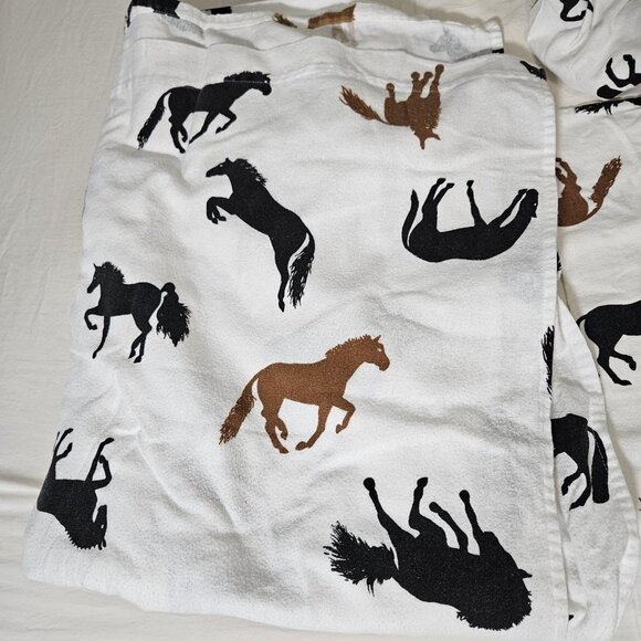 Hatley Twin Sheet Set 3 Pc Horse Equine 100% Cotton Flat Fitted Pillowcase Flan - Picture 3 of 10